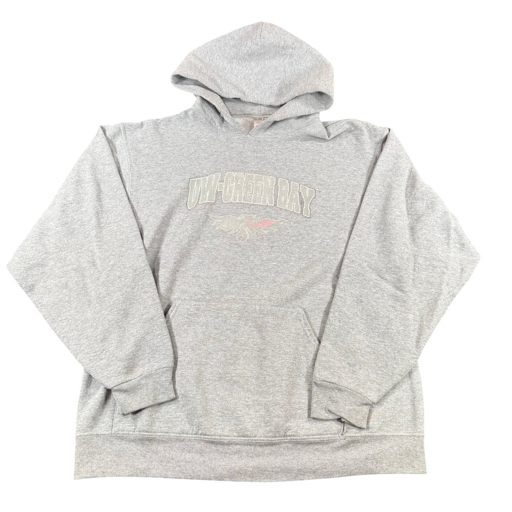 Jerzees NuBlend UW-Green Bay Phoenix Hoodie Gray Pullover Sweatshirt Large